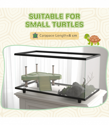PawHut Turtle Tank 50L Glass Turtle Aquarium w/ Easy-Drain 60 x 30 x 32cm