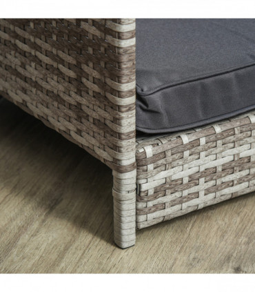 PawHut Wicker Dog House, Rattan Pet Bed with Soft Cushion- Dark Grey