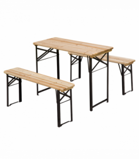 Picnic Wooden Table and Bench Set Portable Folding Camping Trestle