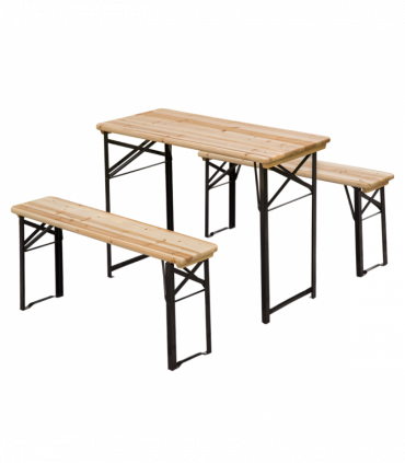Picnic Wooden Table and Bench Set Portable Folding Camping Trestle