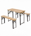 Picnic Wooden Table and Bench Set Portable Folding Camping Trestle