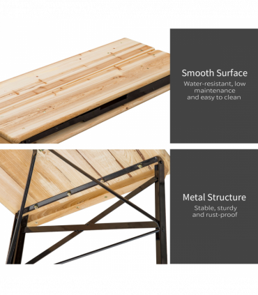 Picnic Wooden Table and Bench Set Portable Folding Camping Trestle