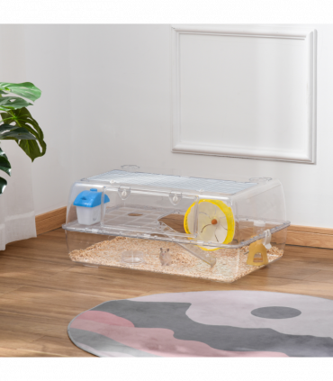 Portable 2 Storey Hamster Cage w/Running Wheel Drinker Feeding Bowl Pawhut