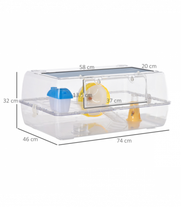 Portable 2 Storey Hamster Cage w/Running Wheel Drinker Feeding Bowl Pawhut