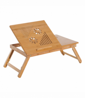 Portable Laptop Desk Notebook Tray PC Bed Drawer Adjustable Bamboo HOMCOM