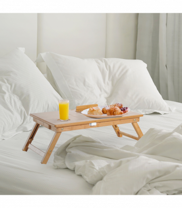 Portable Laptop Desk Notebook Tray PC Bed Drawer Adjustable Bamboo HOMCOM