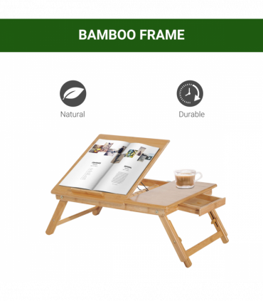Portable Laptop Desk Notebook Tray PC Bed Drawer Adjustable Bamboo HOMCOM