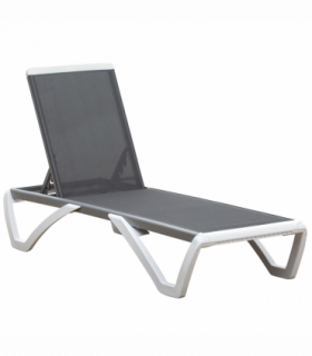 Portable Outdoor Chaise Lounge, Adjustable Texteline, Light Grey