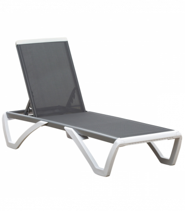 Portable Outdoor Chaise Lounge, Adjustable Texteline, Light Grey