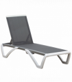 Portable Outdoor Chaise Lounge, Adjustable Texteline, Light Grey
