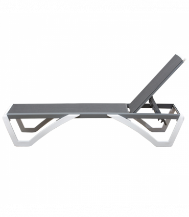 Portable Outdoor Chaise Lounge, Adjustable Texteline, Light Grey