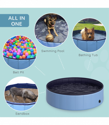 Portable Pet Paddling Pool Swimming Bath Cat Dog Puppy Foldable Blue 120cm