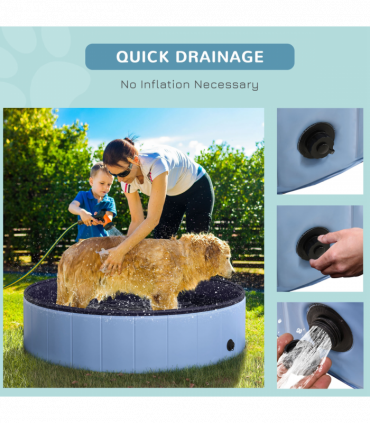 Portable Pet Paddling Pool Swimming Bath Cat Dog Puppy Foldable Blue 120cm