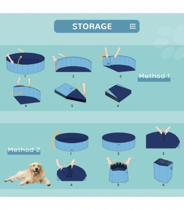 Portable Pet Paddling Pool Swimming Bath Cat Dog Puppy Foldable Blue 120cm