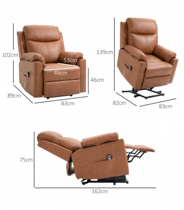 Power Lift Chair Electric Riser Recliner with Remote Control, Brown HOMCOM