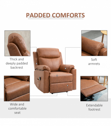 Power Lift Chair Electric Riser Recliner with Remote Control, Brown HOMCOM