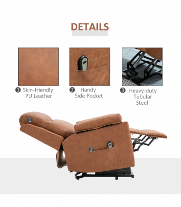 Power Lift Chair Electric Riser Recliner with Remote Control, Brown HOMCOM