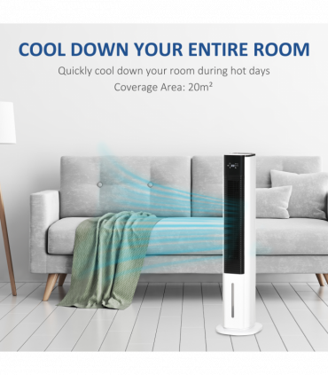 Quiet Air Cooler, Humidifier Evaporative Ice Cooling Fan Bedroom, White