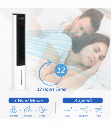 Quiet Air Cooler, Humidifier Evaporative Ice Cooling Fan Bedroom, White