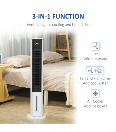 Quiet Air Cooler, Humidifier Evaporative Ice Cooling Fan Bedroom, White