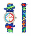 Kid's TimeTeacher Watch - Dark Blue PVC Strap 27mm Summer Tweets Design