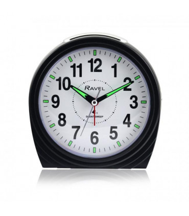 Ravel Large Art Deco Bedside / Mantel Quartz Alarm Clock - Gloss Black RC035.3