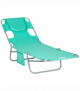 Reclining Lounge Chair Face Cavity  with Pillow Green
