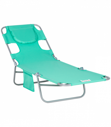 Reclining Lounge Chair Face Cavity  with Pillow Green