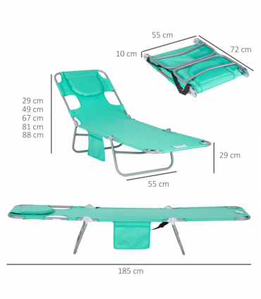 Reclining Lounge Chair Face Cavity  with Pillow Green