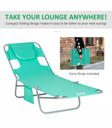 Reclining Lounge Chair Face Cavity  with Pillow Green