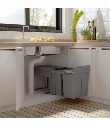 Recycle Waste Bin Pull Out Dustbin Recycling Cabinet  40L-Grey