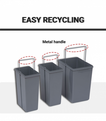 Recycle Waste Bin Pull Out Dustbin Recycling Cabinet  40L-Grey
