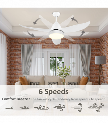 Reversible Ceiling Fan with Light, 3 Blades White LED Remote  White