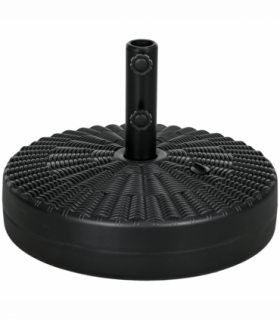 Round Umbrella Parasol Base with Rattan Effect, Plastic Parasol Stand, Black