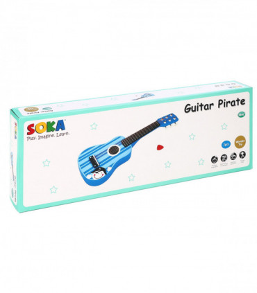 SOKA Wooden Stripe Striped Blue Pirate Guitar Childrens Musical Instrument