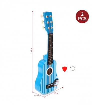 SOKA Wooden Stripe Striped Blue Pirate Guitar Childrens Musical Instrument