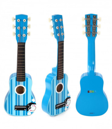 SOKA Wooden Stripe Striped Blue Pirate Guitar Childrens Musical Instrument