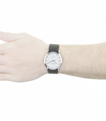 Sekonda Men's Silver White Date Black Leather Watch -  3531