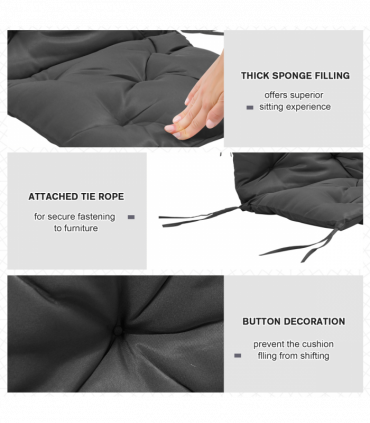 Set of 2 Garden Chair Cushions Seat Pad for Outdoor & Indoor Use