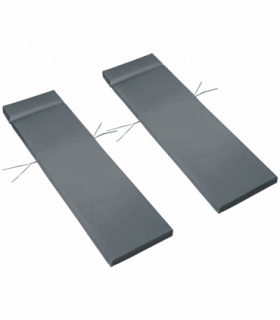 Set of 2 Lounger Cushions Deep Seat Patio Cushions with Ties Dark Grey