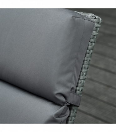 Set of 2 Lounger Cushions Deep Seat Patio Cushions with Ties Dark Grey