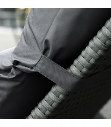 Set of 2 Lounger Cushions Deep Seat Patio Cushions with Ties Dark Grey