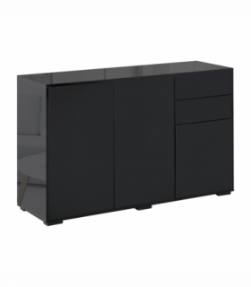 Side Cabinet with 2 Door Cabinet and 2 Drawer for Home Office Black