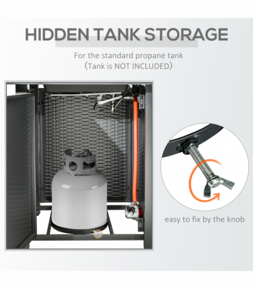 Square Propane Gas Fire Pit Table Rattan Smokeless Patio Heater Lava Rocks & Lid