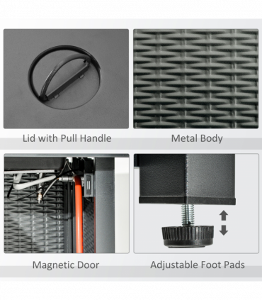 Square Propane Gas Fire Pit Table Rattan Smokeless Patio Heater Lava Rocks & Lid