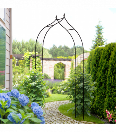 Steel Frame Backyard Pergola for Plants & Trellis Garden Arch Black