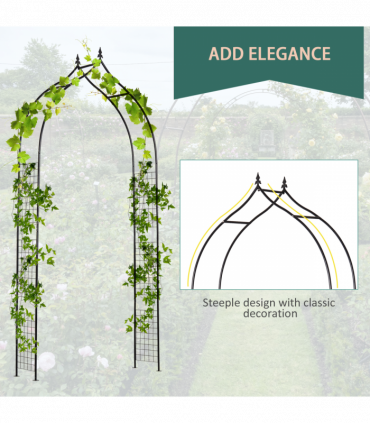 Steel Frame Backyard Pergola for Plants & Trellis Garden Arch Black