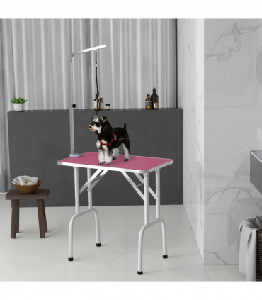 Sturdy Pet Grooming Table - Adjustable Height & Safety Leash - Blue