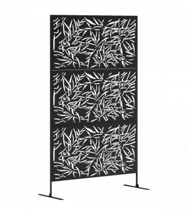 Stylish Black Bamboo Privacy Screen - Outdoor Steel Frame Divider