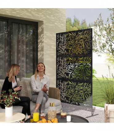 Stylish Black Bamboo Privacy Screen - Outdoor Steel Frame Divider